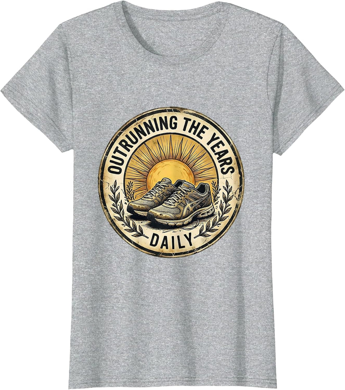 Outrunning The Years Daily Aging Gracefully Design T-Shirt - Heather Grey