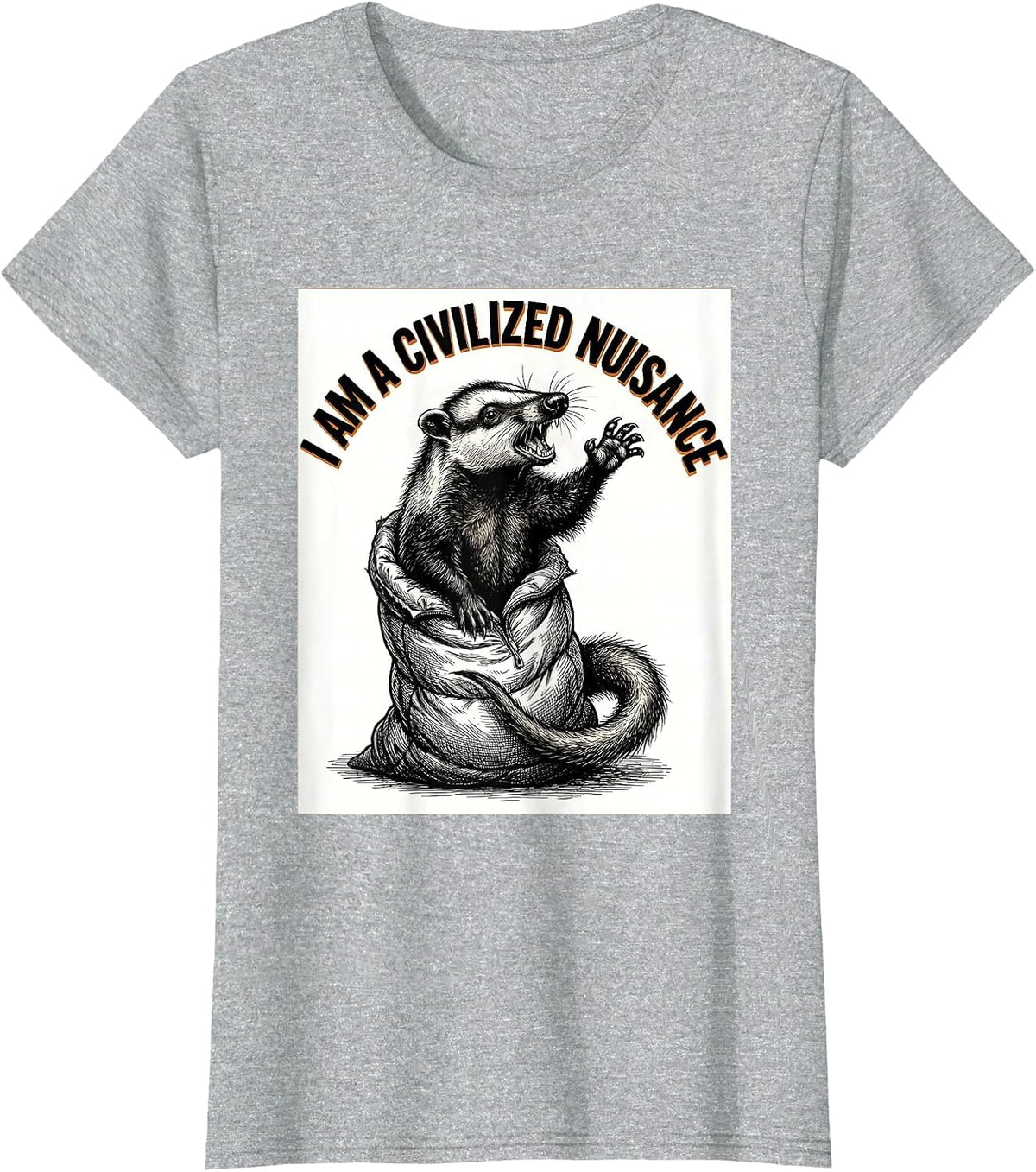 I Am A Civilized Nuisance Funny Opossum Possum Lover Gift T-Shirt - Heather Grey