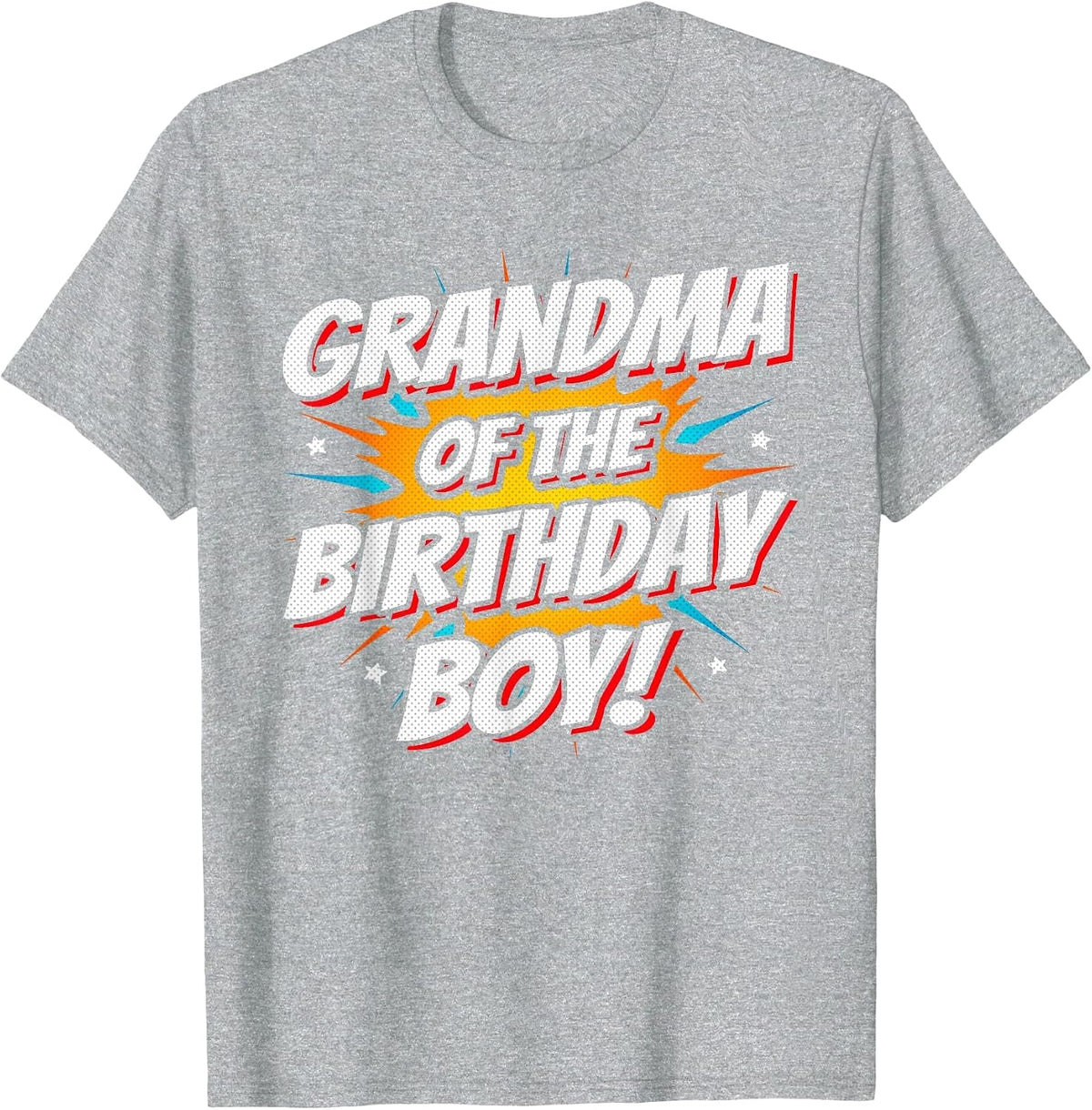 Superhero Party - Comics Birthday - Grandma of Birthday Boy T-Shirt - Heather Grey