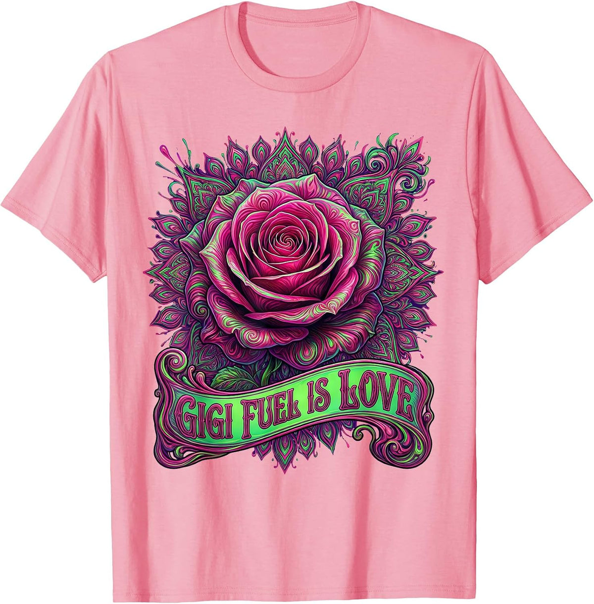Men's Gigi Fuel Is Love Grandma Gift Design T-Shirt - Pink