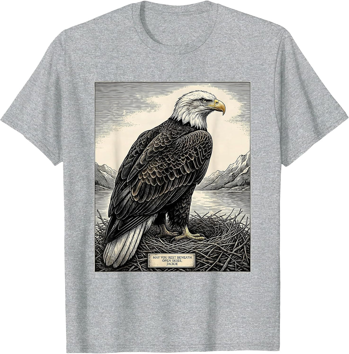 Men's May You Rest Beneath Open Skies, Jackie Memorial Tribute T-Shirt - Heather Grey