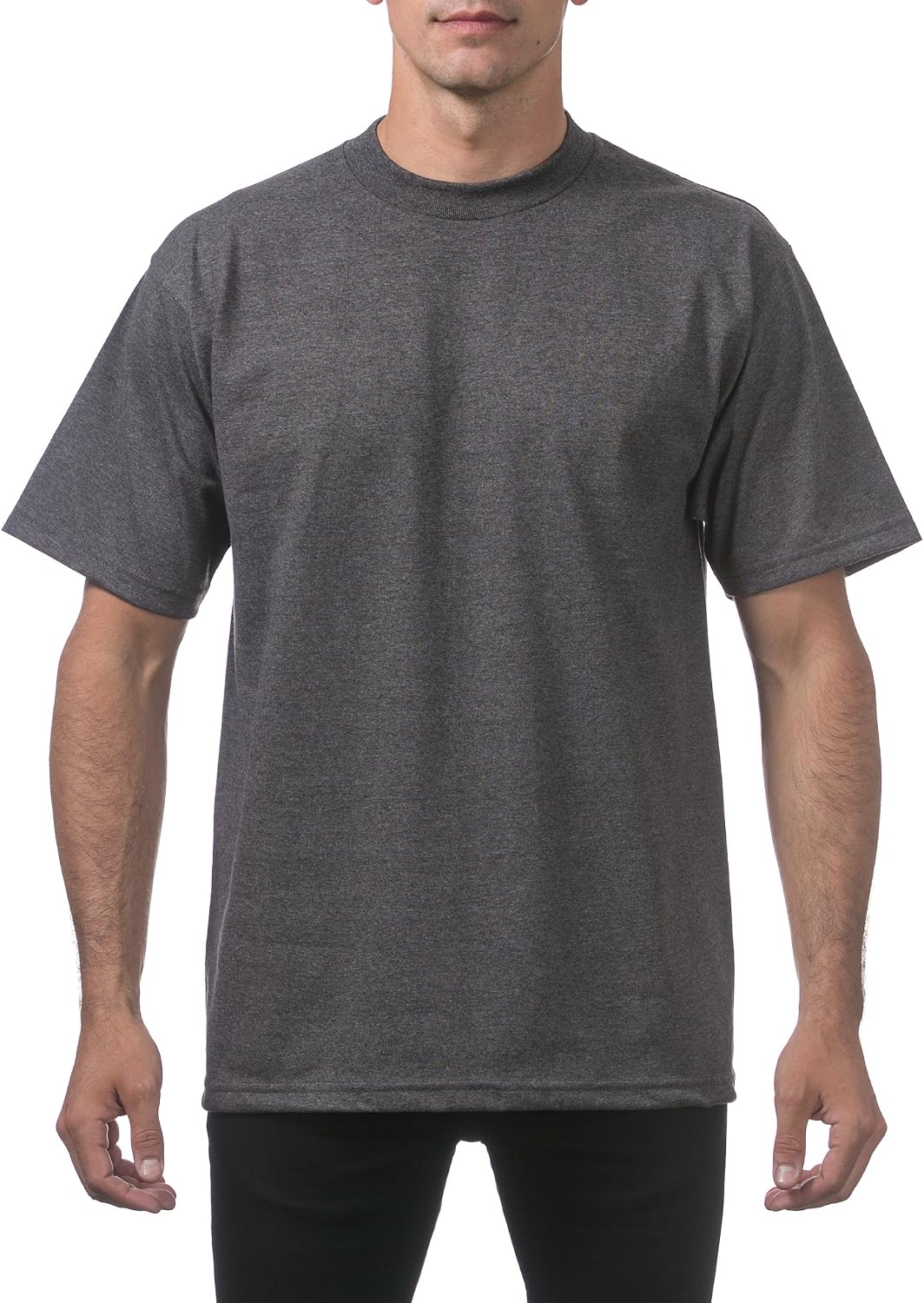 Pro Club Men's Heavyweight Cotton Short Sleeve Crew Neck T-Shirt - Charcoal