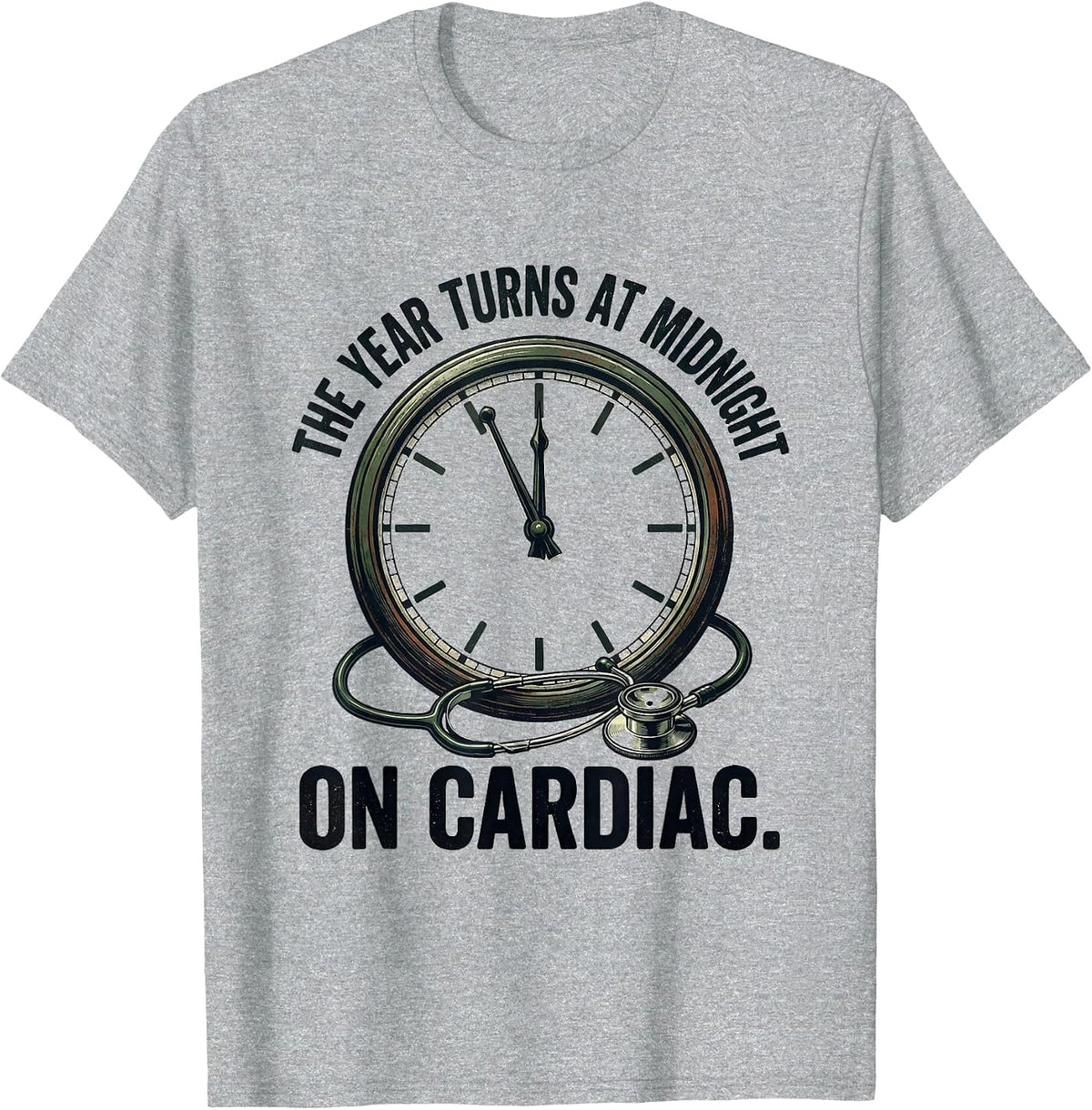 Men's The Year Turns At Midnight On Cardiac Vintage Nurse T-Shirt - Heather Grey