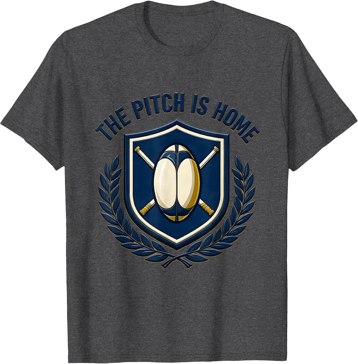 The Pitch Is Home Rugby Design T-Shirt - Dark Heather Grey