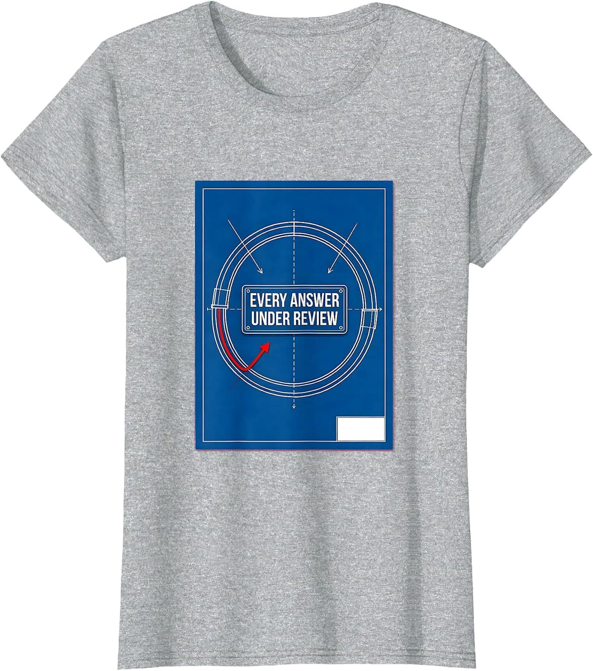 Every Answer Under Review Technical Blueprint Critical T-Shirt - Heather Grey