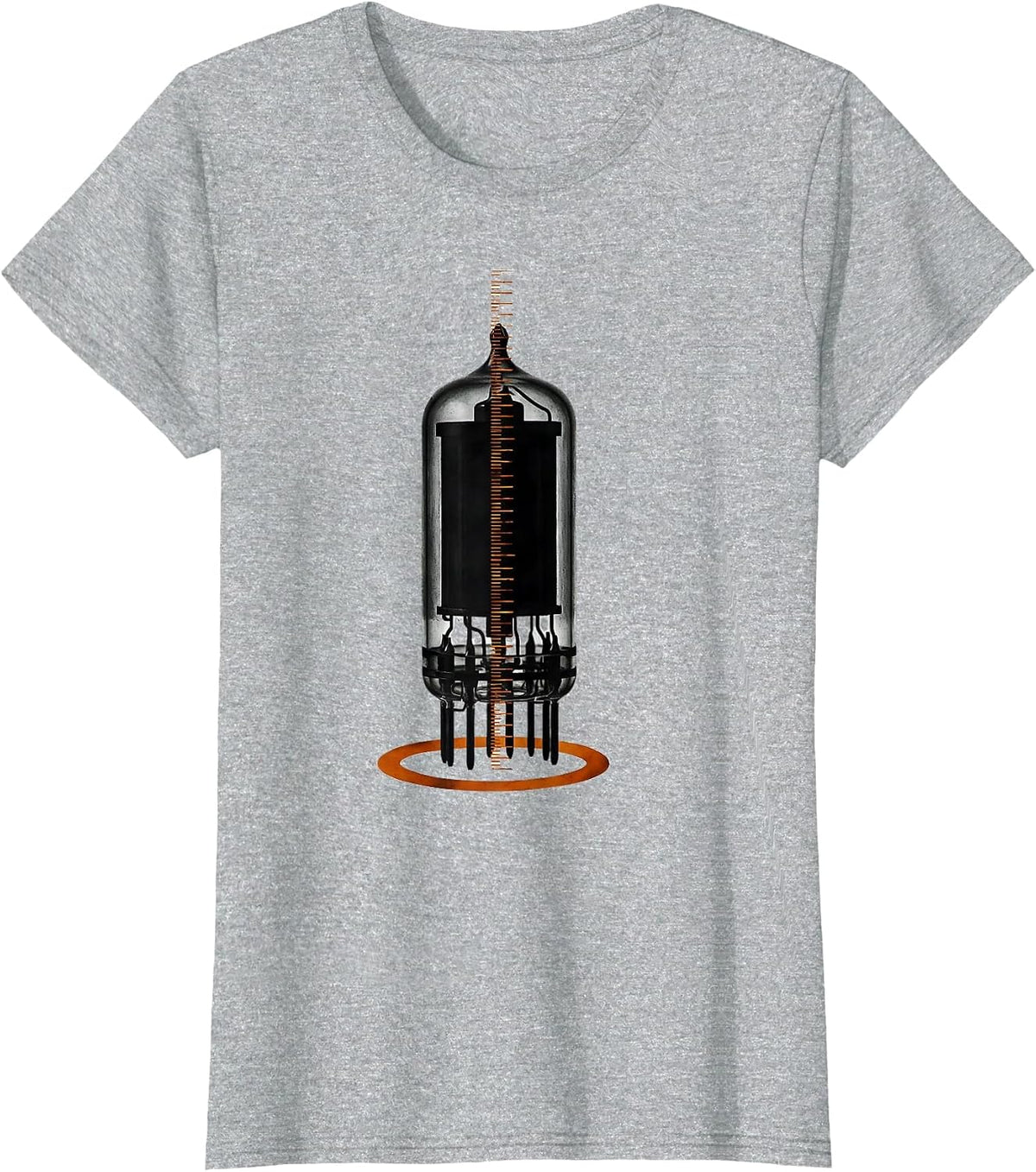 Vacuum Tube Silhouette Vintage Audio Enthusiast Minimalist T-Shirt - Heather Grey