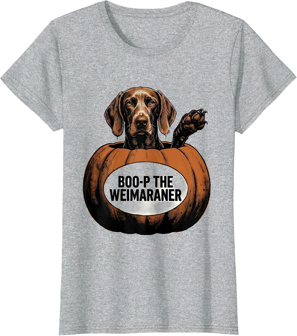 Boo-P The Weimaraner Funny Dog Lover Halloween Costume T-Shirt - Heather Grey