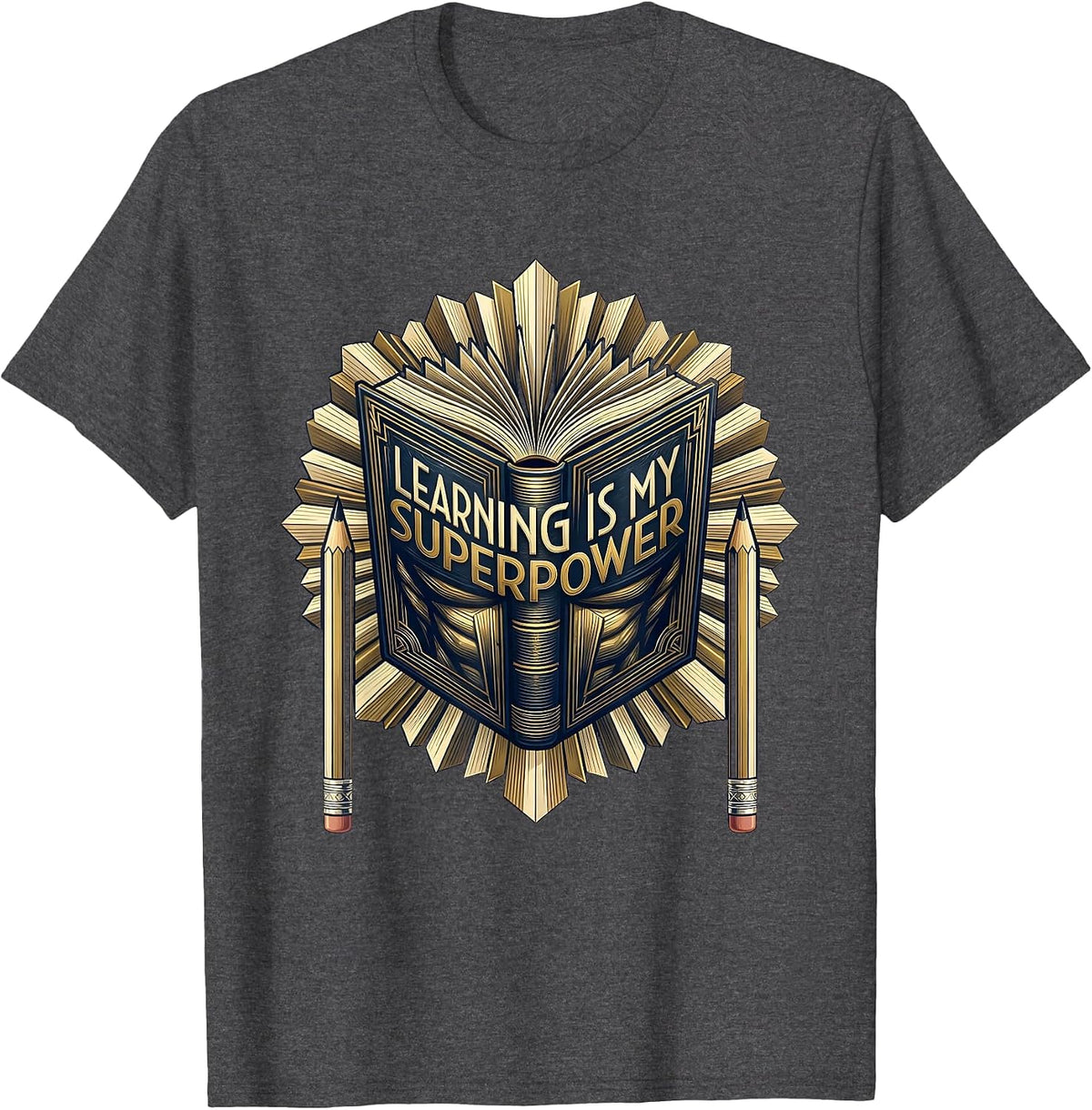 Learning Is My Superpower First Day of Preschool T-Shirt - Dark Heather Grey