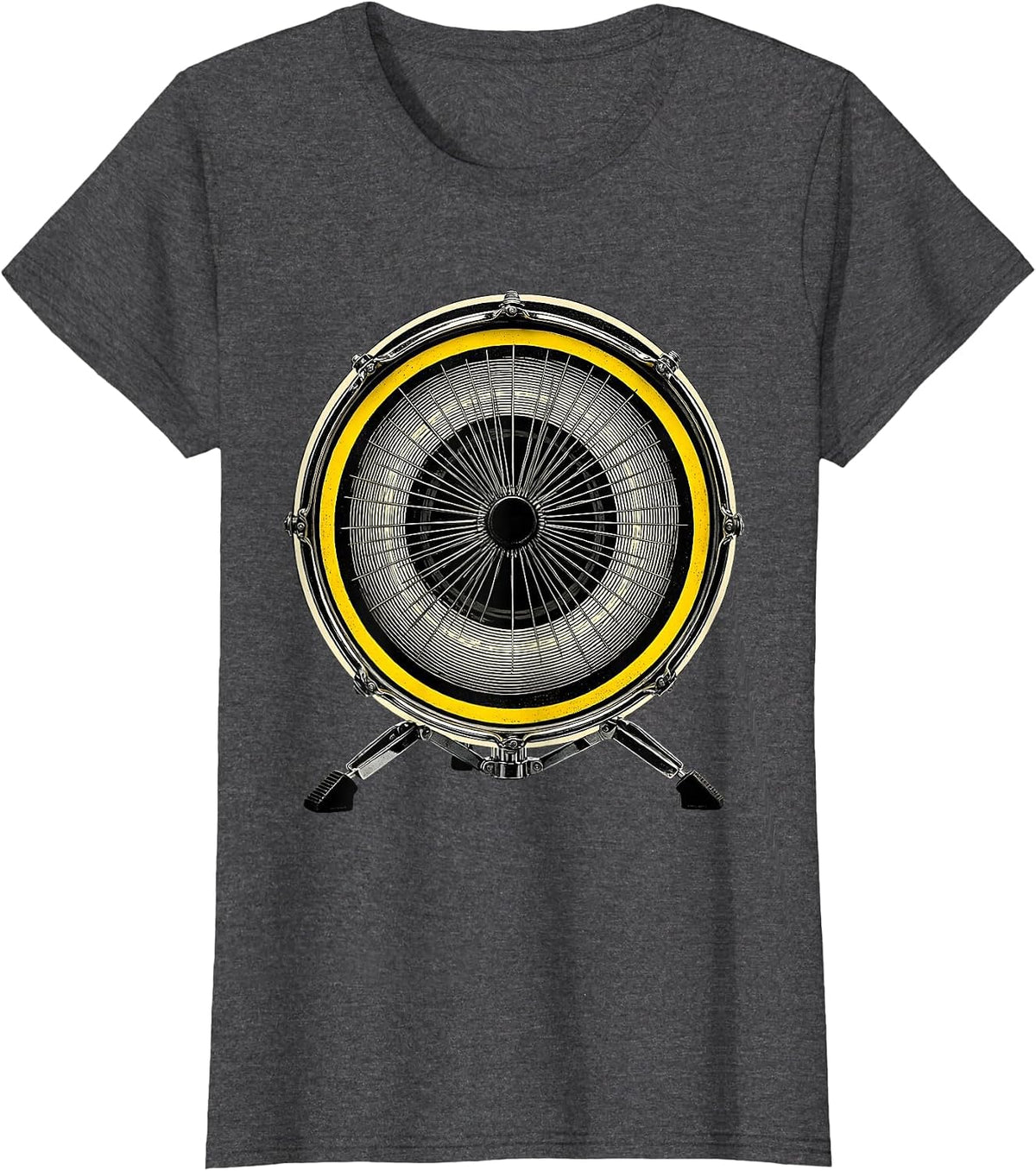 Women's Sealed Drum Badge Vintage Drummer Gift T-Shirt - Dark Heather Grey