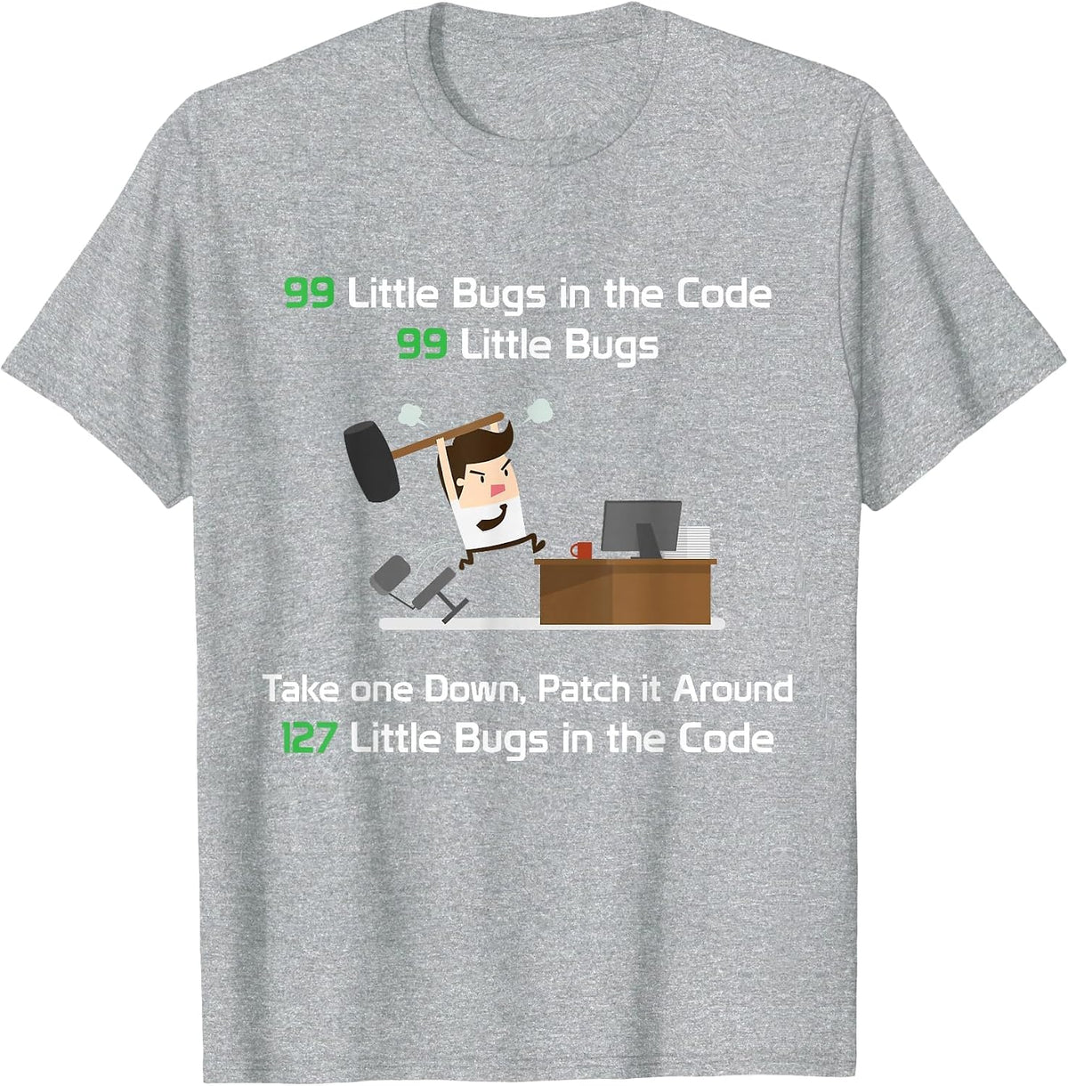 Mighty Oak: 99 Little Bugs in the Code Programmer T-Shirt T-Shirt - Heather Grey