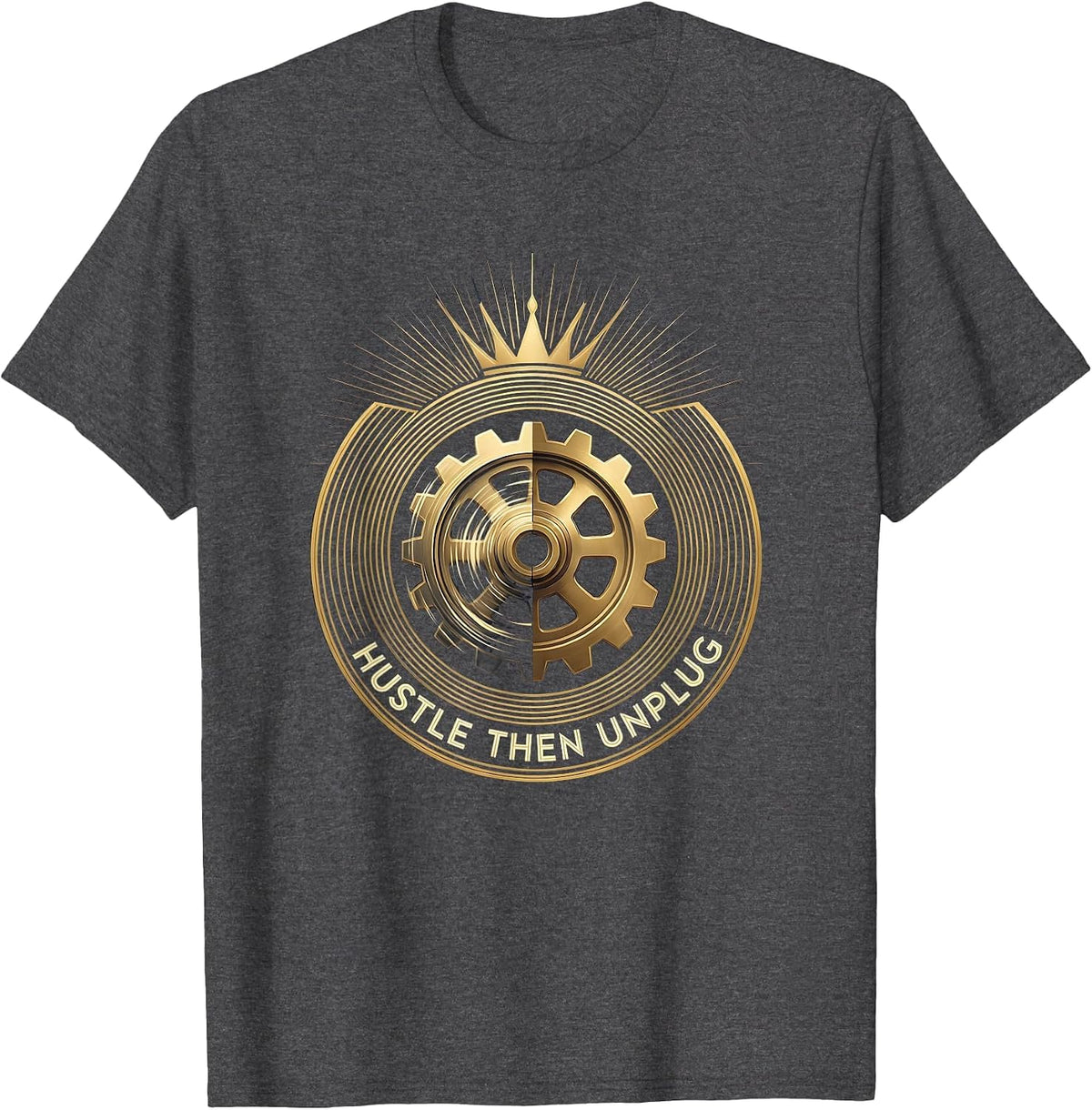 Hustle Then Unplug Labor Day Graphic Design T-Shirt - Dark Heather Grey