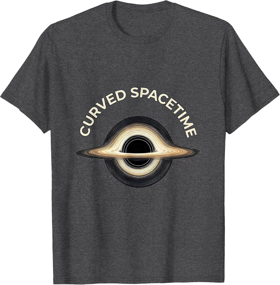 Men's Curved Spacetime Black Hole Physics Astrophysics Science T-Shirt - Dark Heather Grey