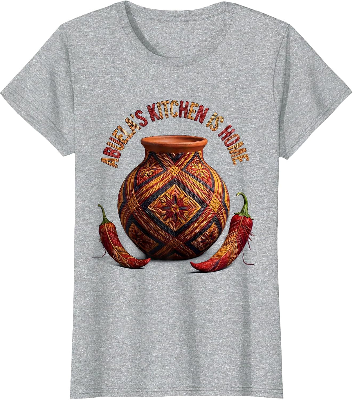 Women's Abuela's Kitchen Is Home Mexican Heritage Design T-Shirt - Heather Grey