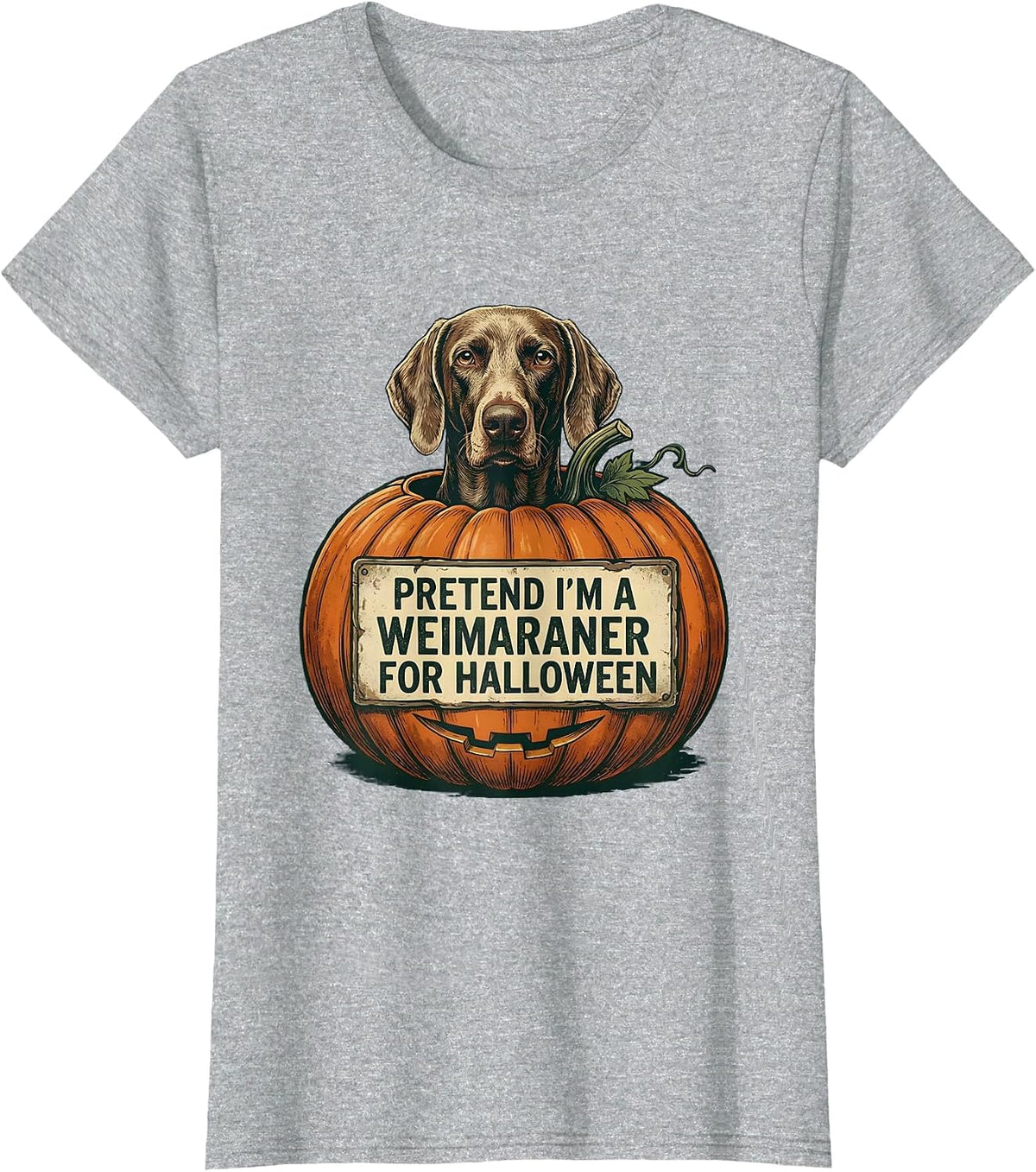 Pretend I'm A Weimaraner For Halloween Vintage Dog Owner T-Shirt - Heather Grey