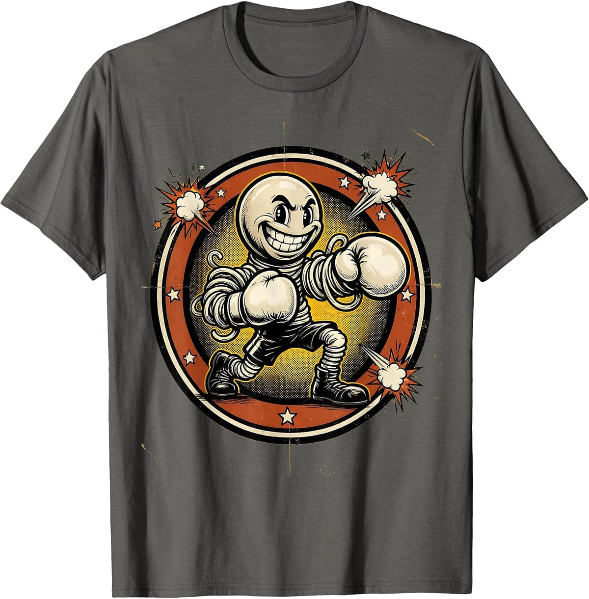 Shadow Boxing Fighter Empty Gym Graphic T-Shirt - Asphalt Grey