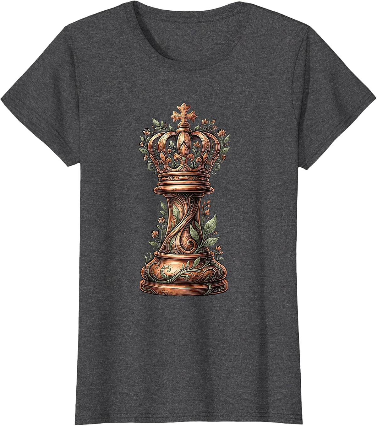 Women's Chess King Standing After Battle Graphic T-Shirt - Dark Heather Grey