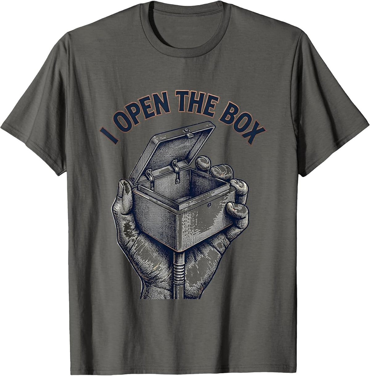Men's I Open The Box Funny Skeleton Electrician Trade Humor Gift T-Shirt - Asphalt Grey