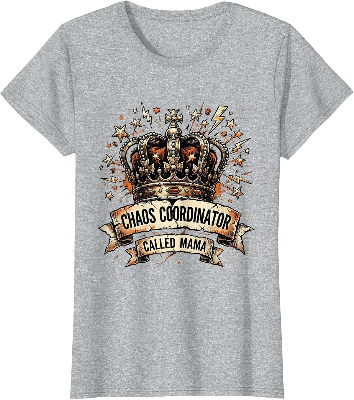 Chaos Coordinator Called Mama Funny Mom Design T-Shirt - Heather Grey