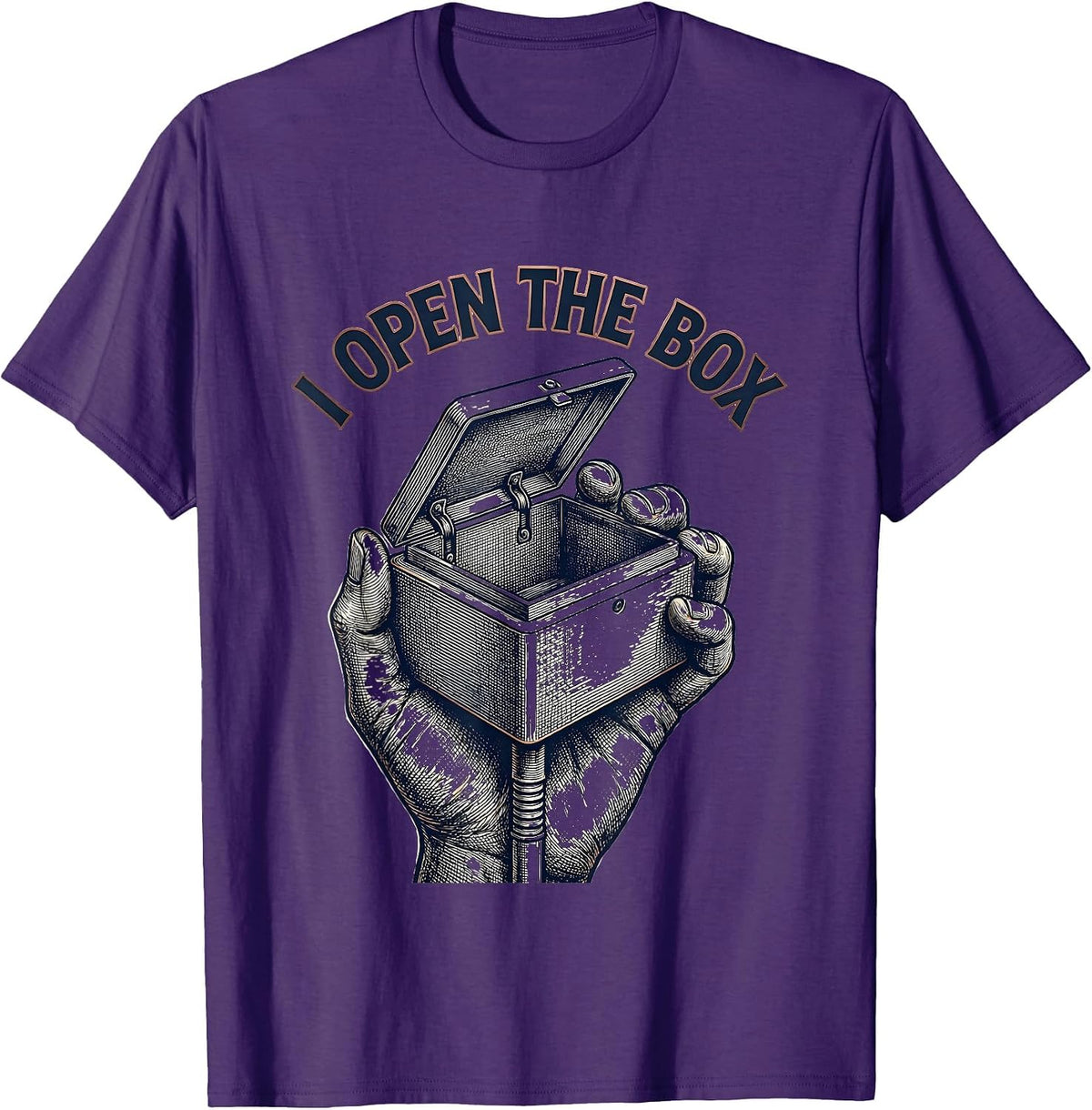 Men's I Open The Box Funny Skeleton Electrician Trade Humor Gift T-Shirt - Purple