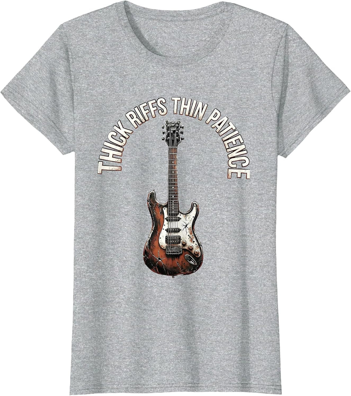Thick Riffs Thin Patience Grunge Music Design T-Shirt - Heather Grey