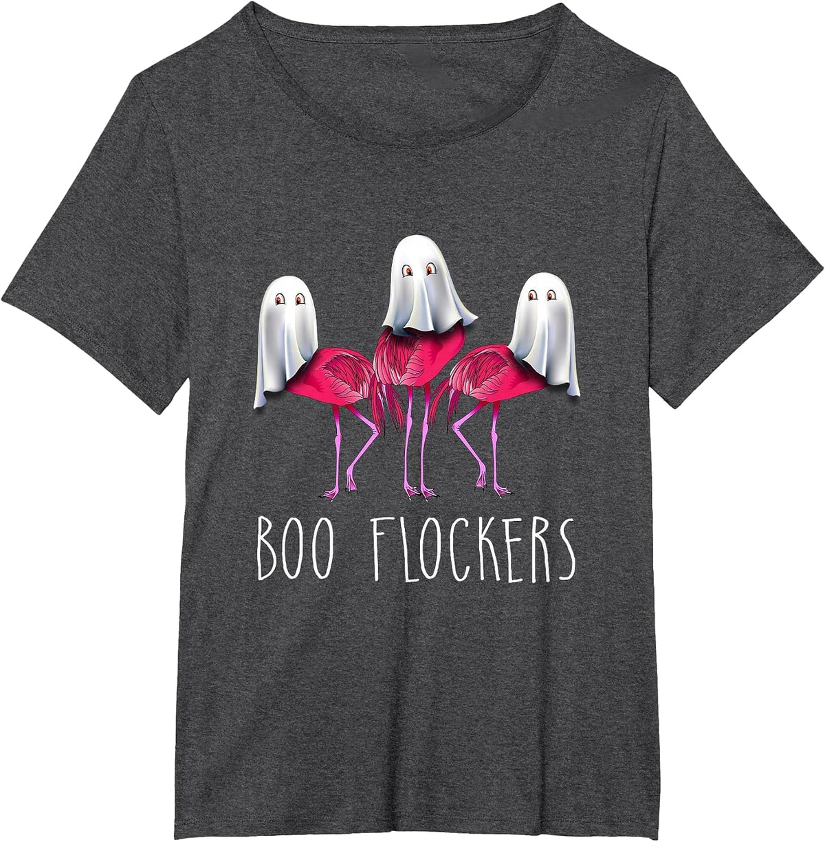Boo Flockers Funny Flamingo Ghost Halloween Costume T-Shirt - Dark Heather Grey