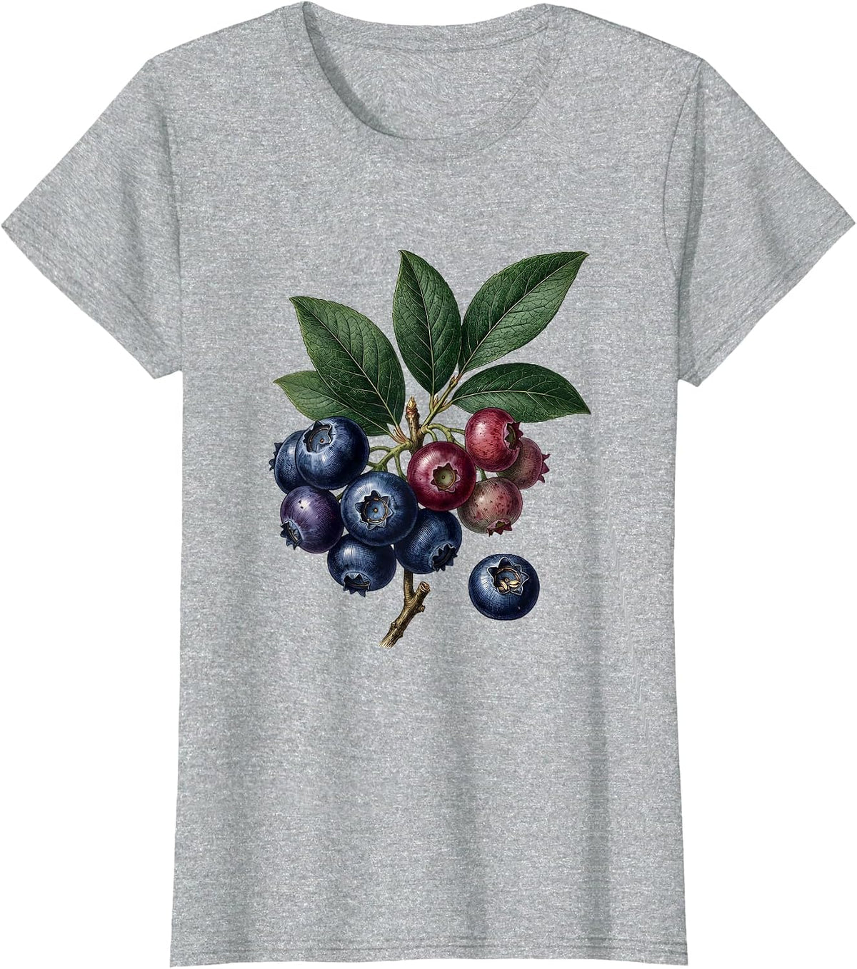 Women's Red White and Blueberry Patriotic Star Design T-Shirt - Heather Grey