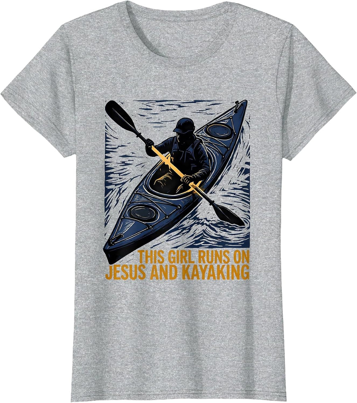This Girl Runs On Jesus And Kayaking Christian Kayak Lover T-Shirt - Heather Grey