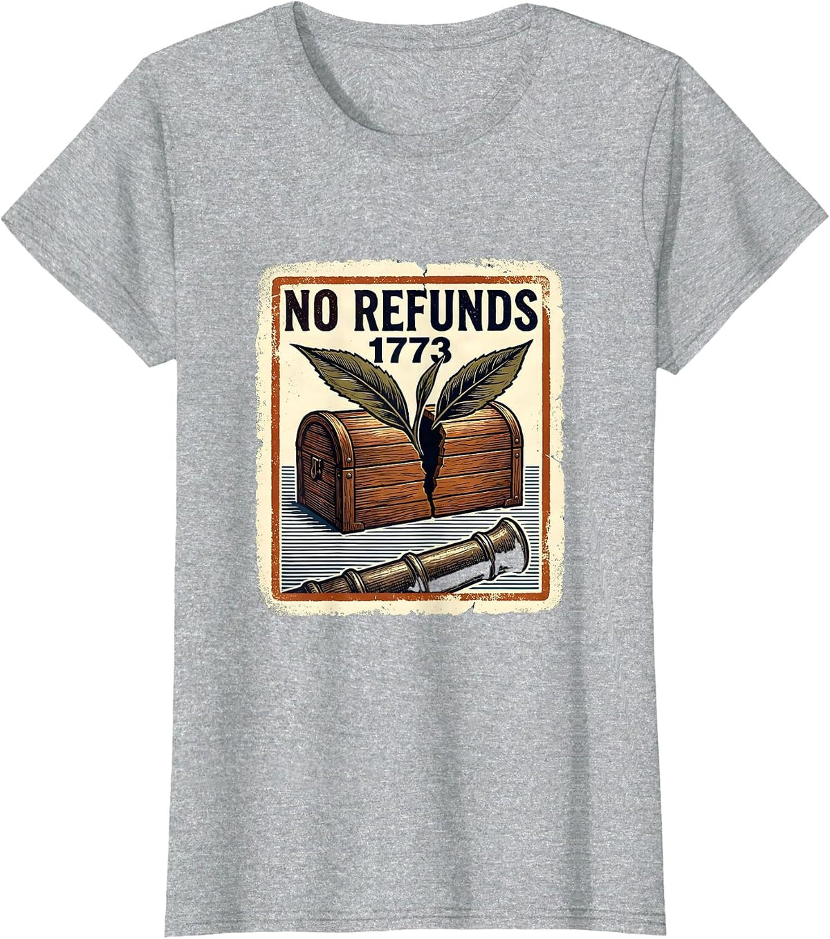 No Refunds, 1773 Funny History Teacher 4th Of July T-Shirt - Heather Grey