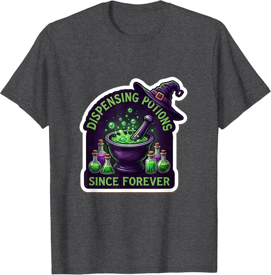 Men's Dispensing Potions Since Forever Pharmacist Halloween T-Shirt - Dark Heather Grey