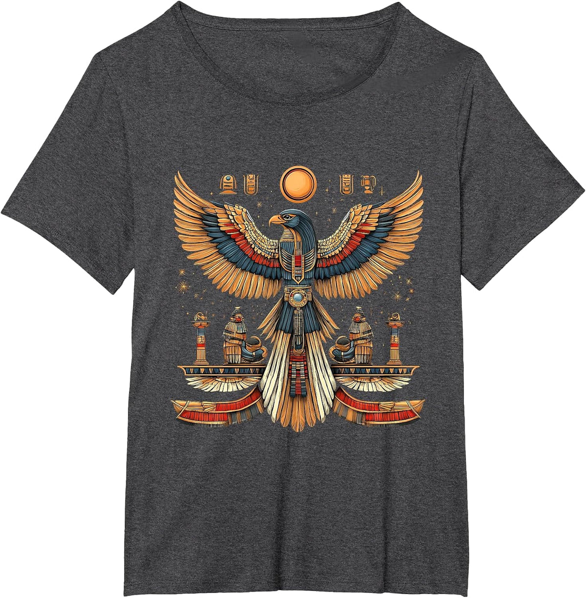 Ancient Egypt Falcon Egypt Mythology Egyptology Egyptian God T-Shirt - Dark Heather Grey