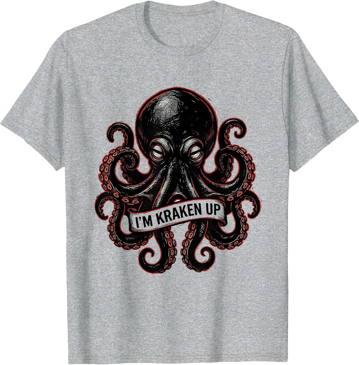 Men's I'm Kraken Up Tattoo Octopus Lover Cute Sea Creature Art T-Shirt - Heather Grey