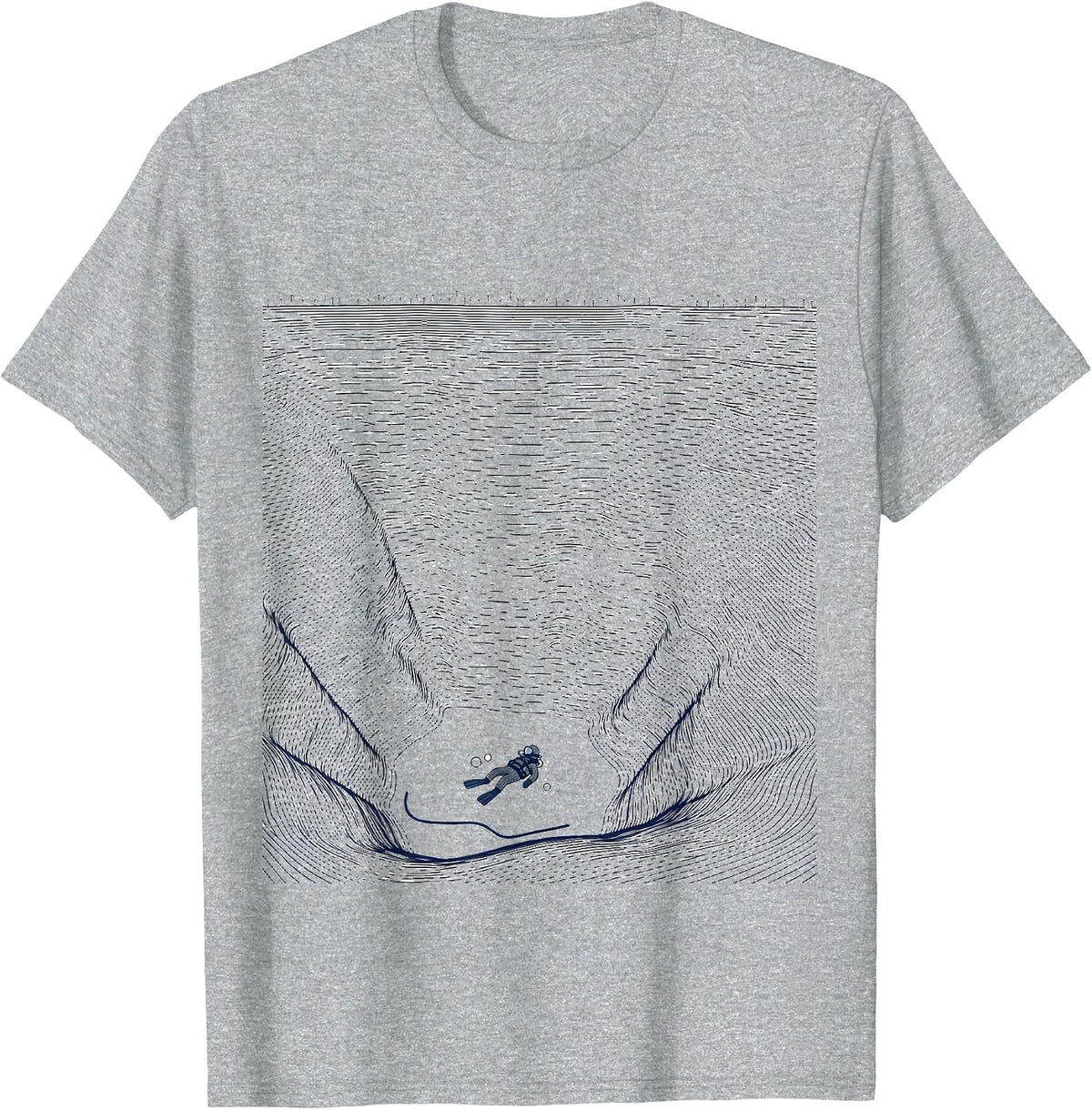 Men's Topographic Contour Scuba Diver Gift Adventure Humor T-Shirt - Heather Grey