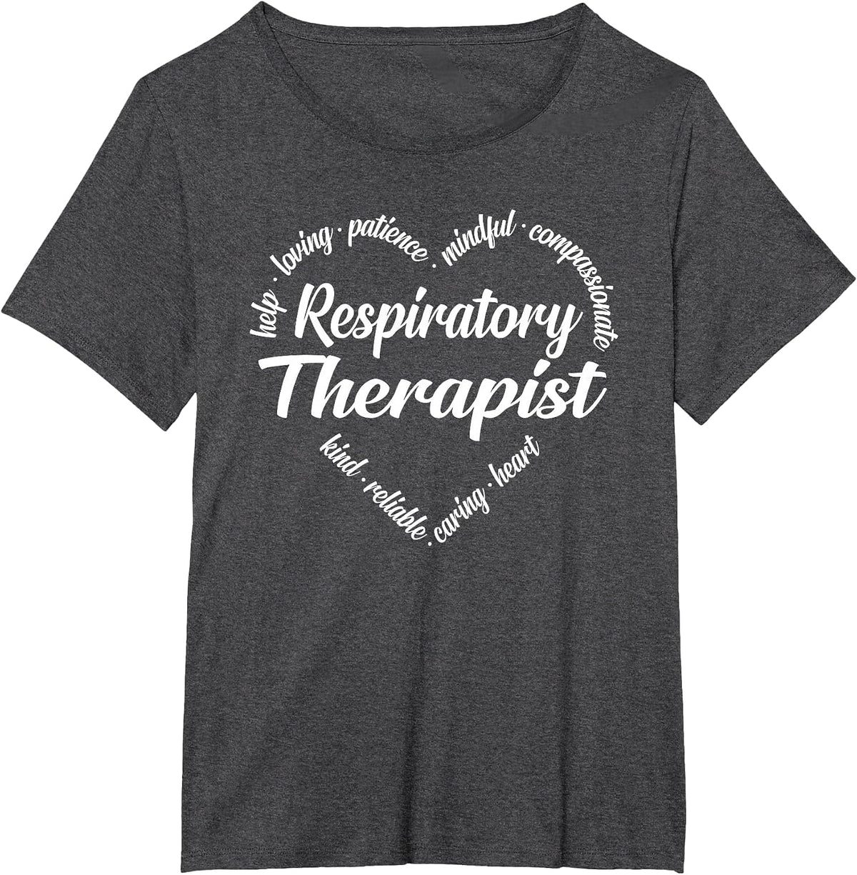 Respiratory Therapist Heart Word Cloud T-Shirt - Dark Heather Grey