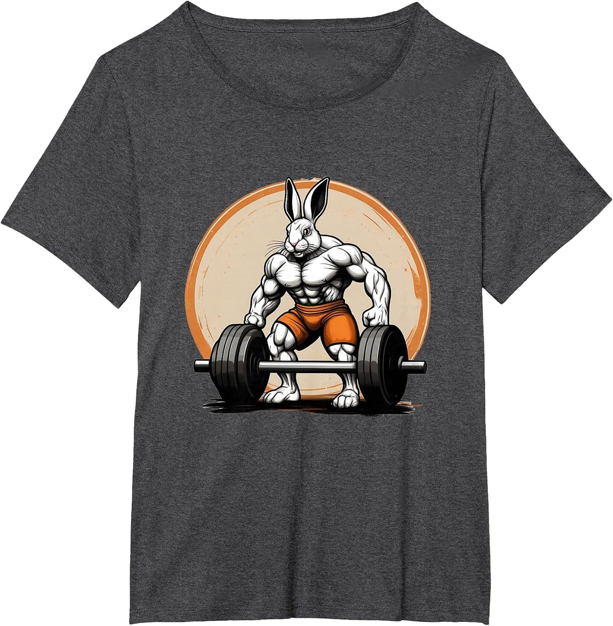 Bodybuilder Easter Bunny Powerlifting in the Gym T-Shirt - Dark Heather Grey