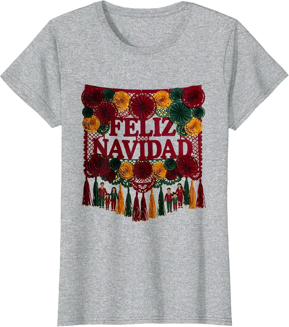 Feliz Navidad Spanish Christmas Family Matching Pajamas T-Shirt - Heather Grey