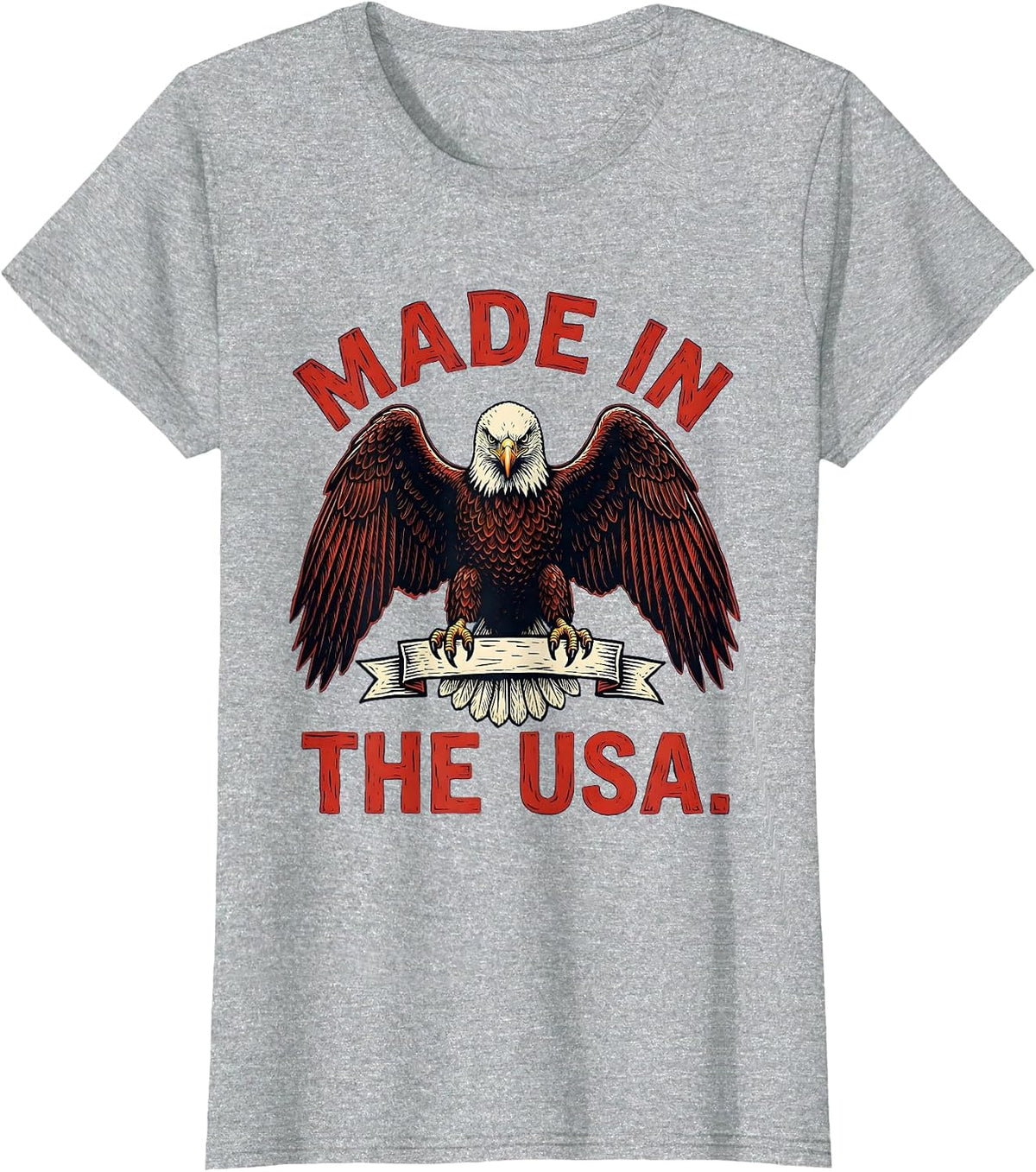 Made in the USA Patriotic American Pride Design T-Shirt - Heather Grey