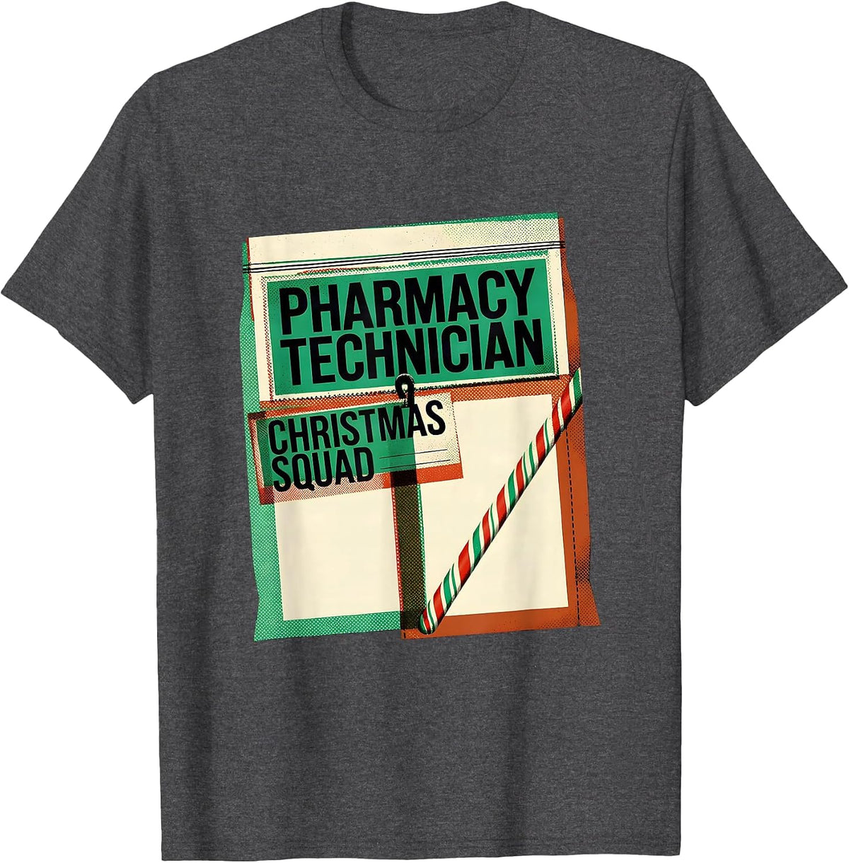 Men's Pharmacy Technician Christmas Squad Funny Matching Holiday T-Shirt - Dark Heather Grey