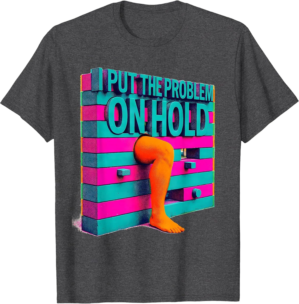 Men's I Put The Problem On Hold Funny Rock Climbing Bouldering T-Shirt - Dark Heather Grey