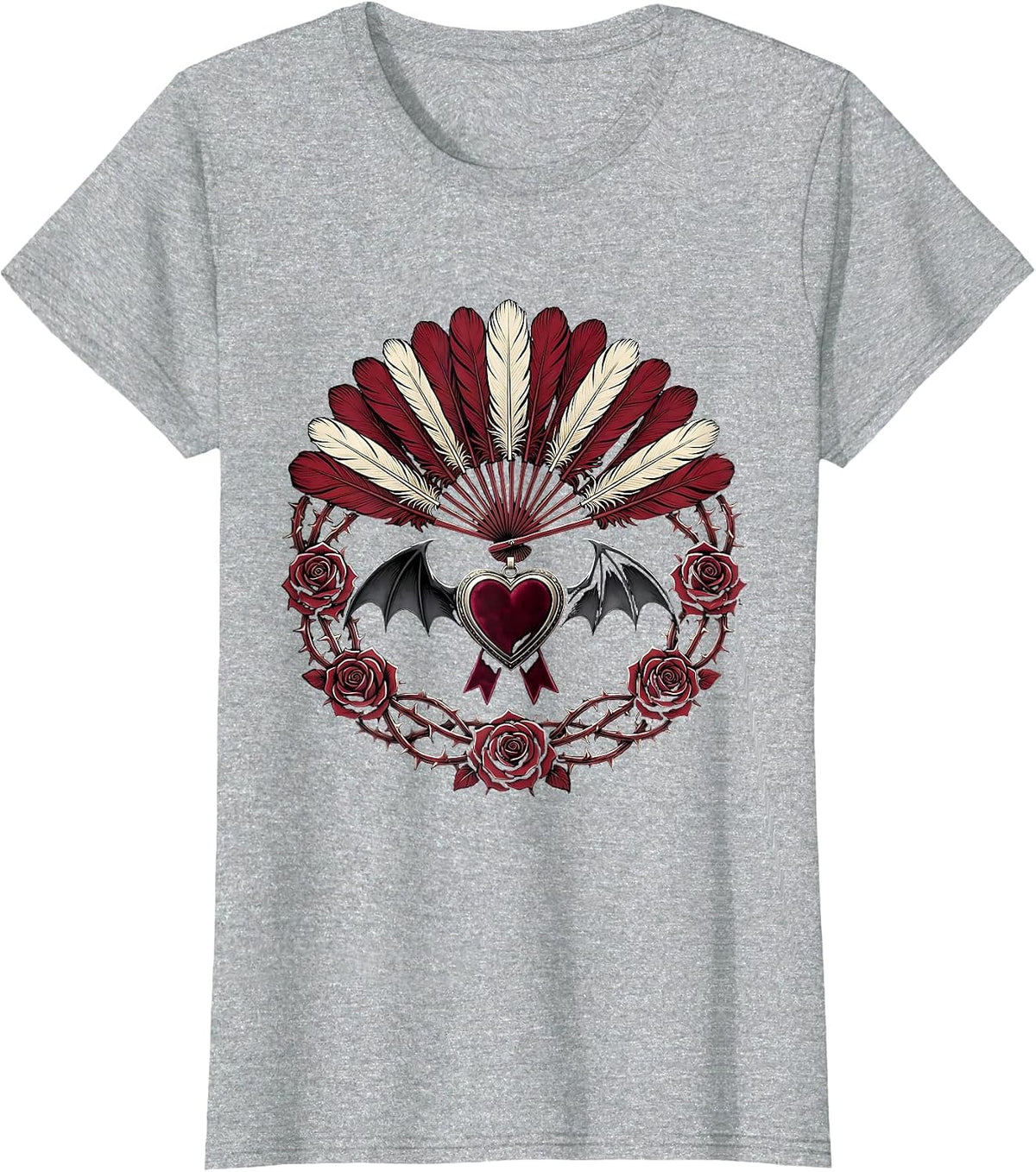 Feathered Showgirl Silhouette Spotlight Glow T-Shirt - Heather Grey