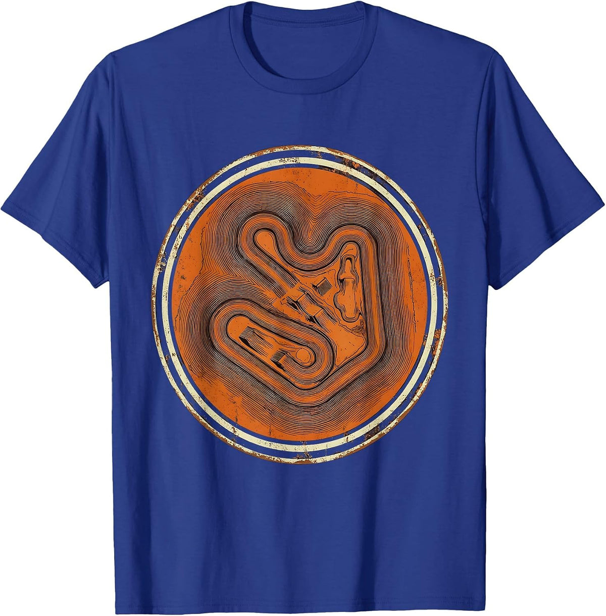 Aerial Dirt Bike Track Graphic Tee T-Shirt - Royal Blue