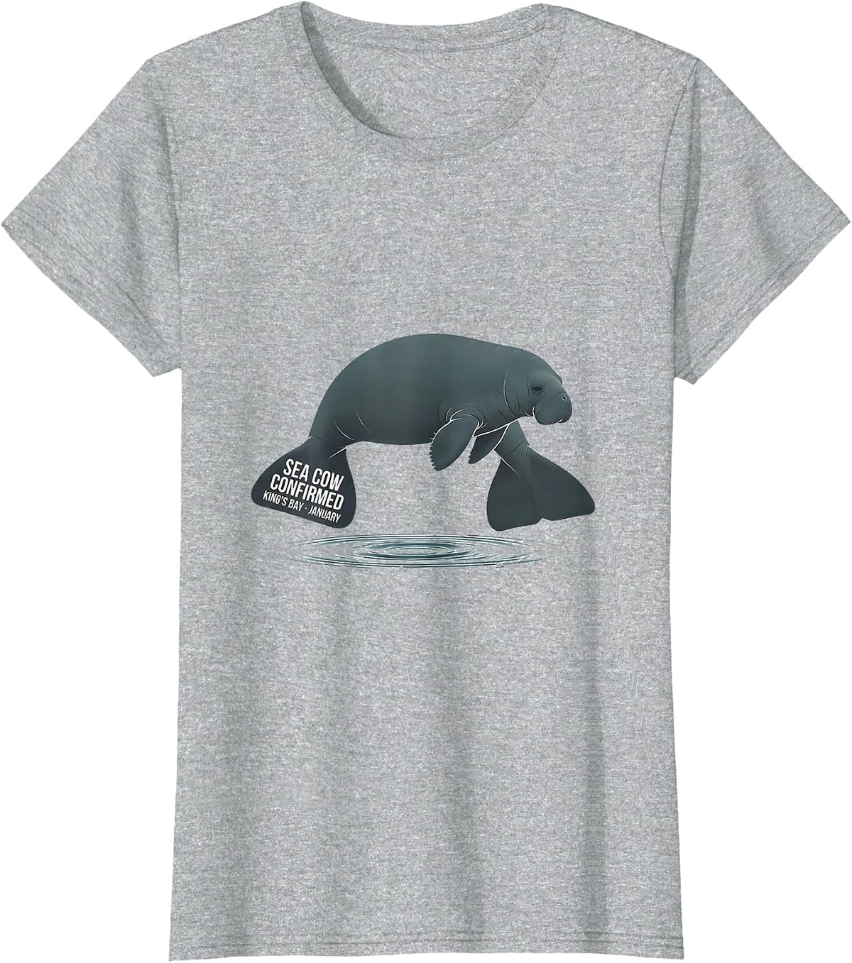 Sea Cow Confirmed King's Bay January Manatee Lover Crystal T-Shirt - Heather Grey