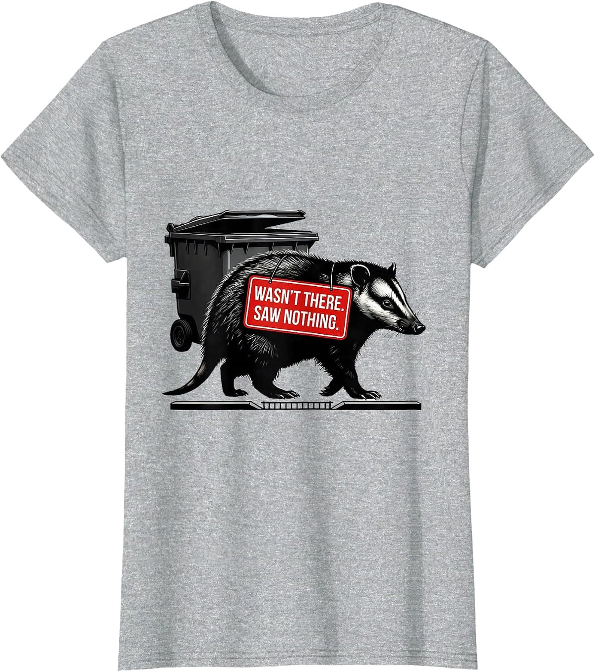 Wasn't There. Saw Nothing Funny Opossum Meme Urban Critter T-Shirt - Heather Grey