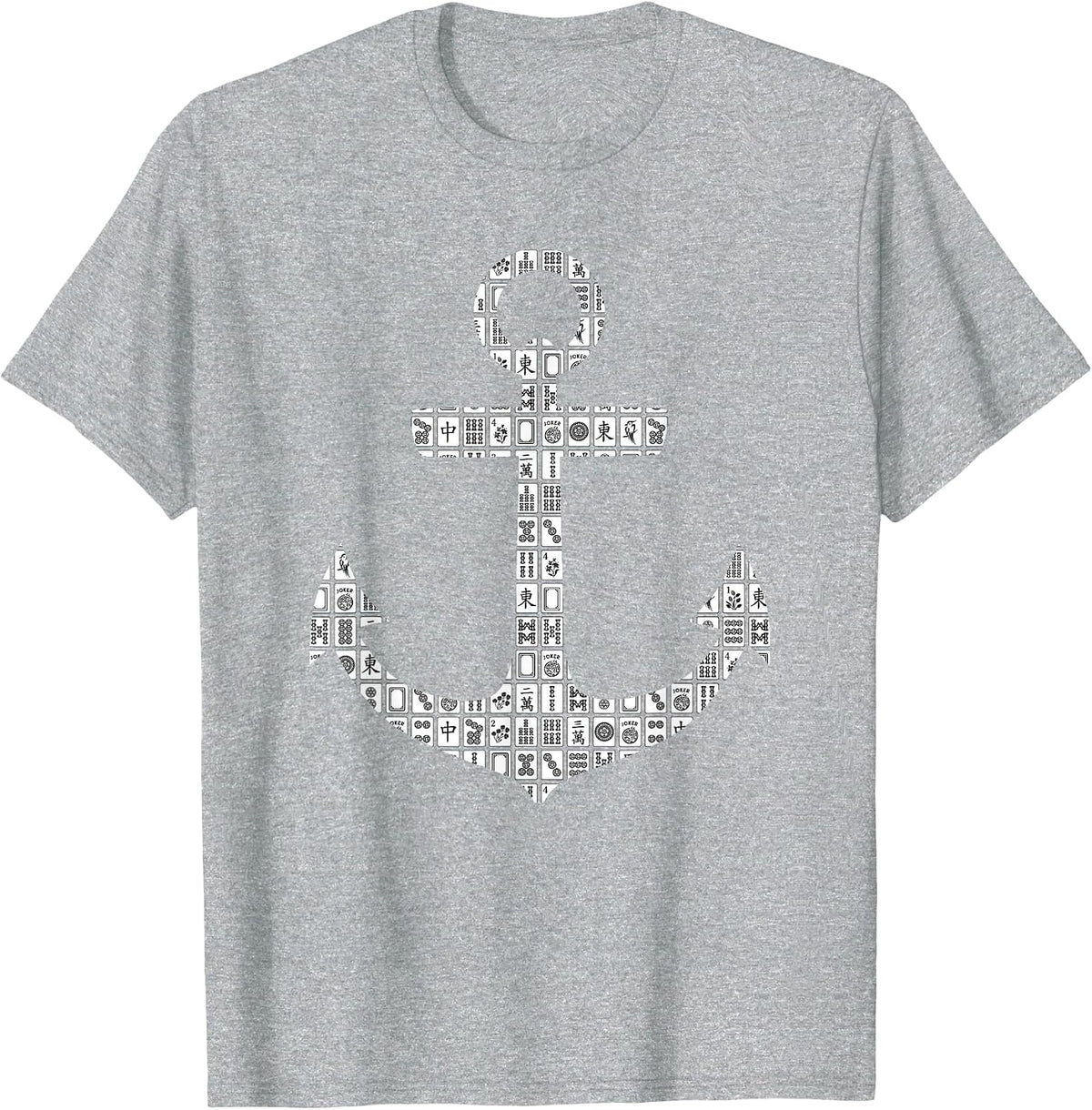 Mahjong Game and Anchor T-Shirt - Heather Grey