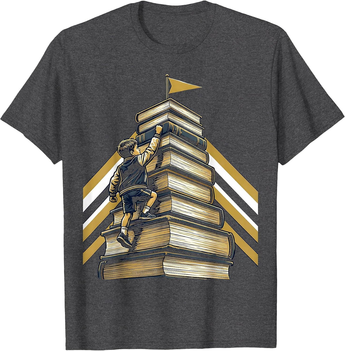 Kids College Climbing Textbooks Graphic T-Shirt - Dark Heather Grey