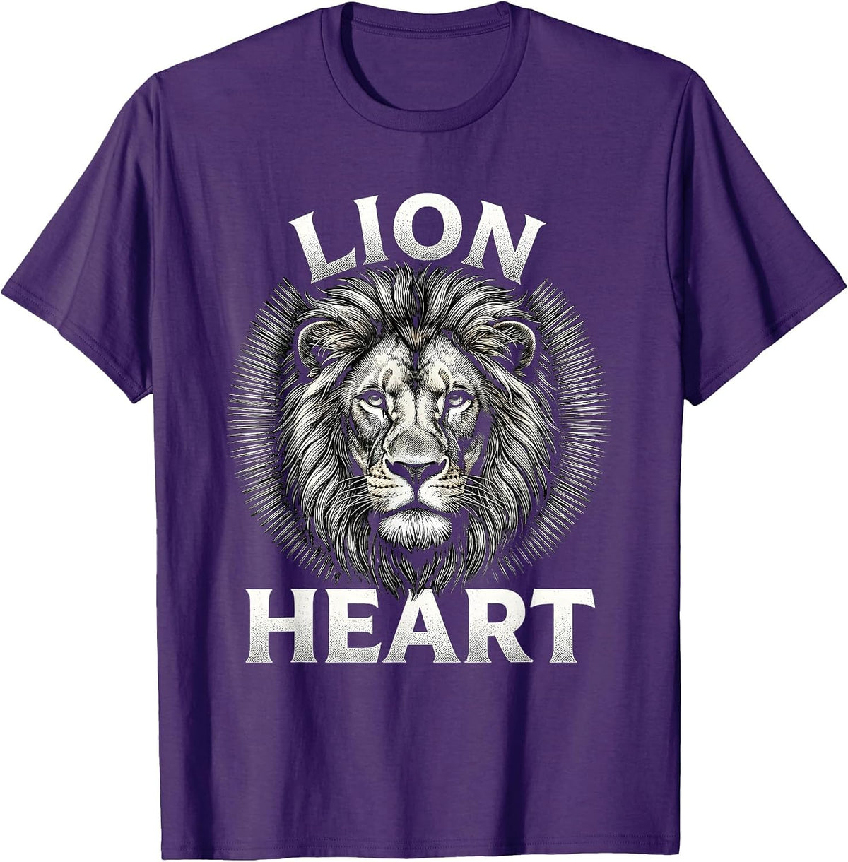 Men's Lion Heart Bold Fierce Animal Pride Fan Unisex T-Shirt - Purple