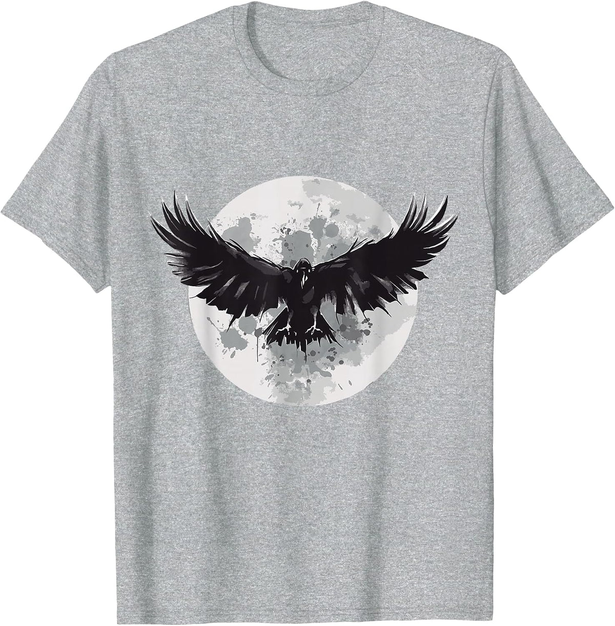 Raven Animal Print Animal Lovers Crow Design Animals Moon T-Shirt - Heather Grey