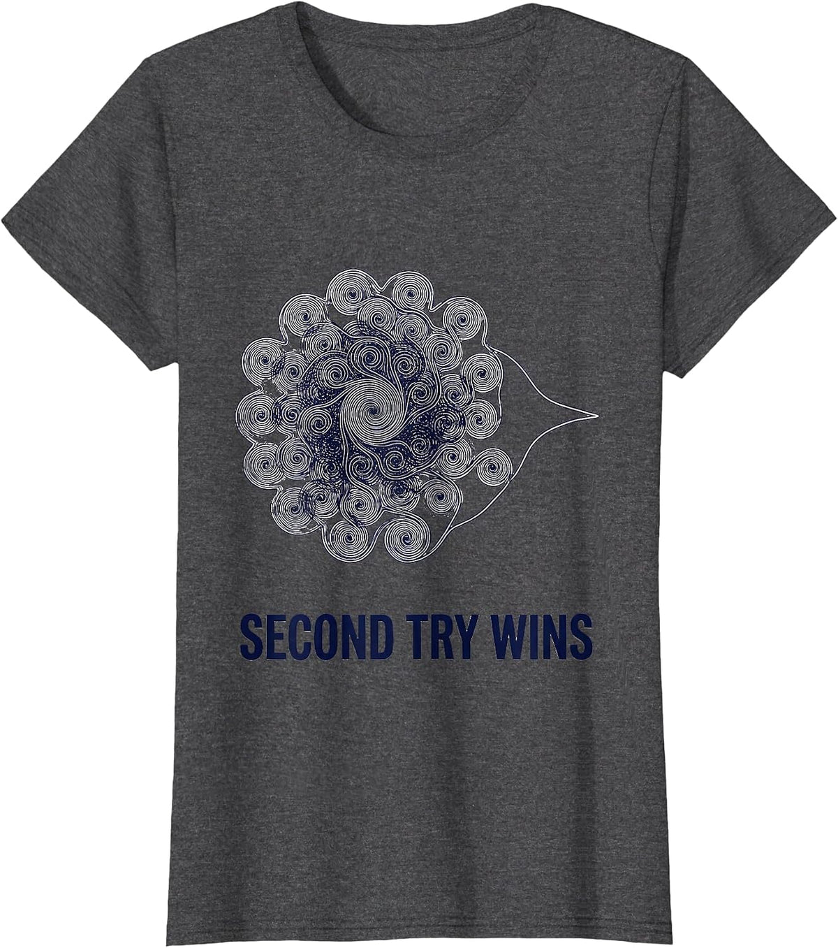 Women's Second Try Wins Growth Mindset Teacher Motivational T-Shirt - Dark Heather Grey