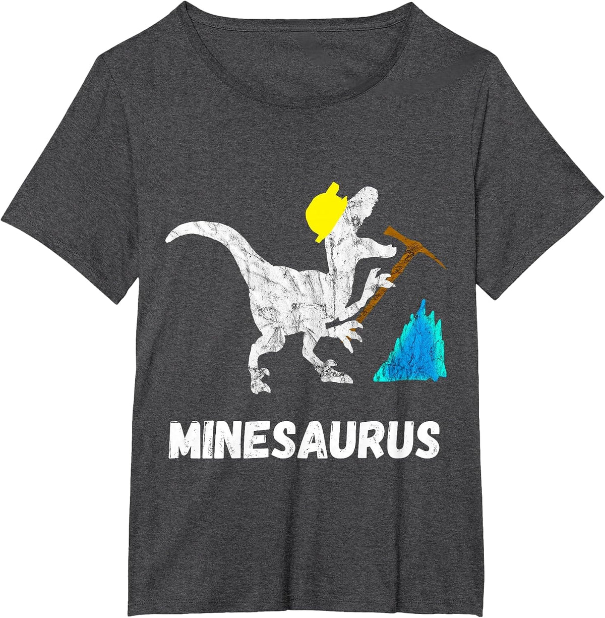 Mine Dinosaur Gold Coal Miner Dinosaurs Funny Mining T-Rex T-Shirt - Dark Heather Grey
