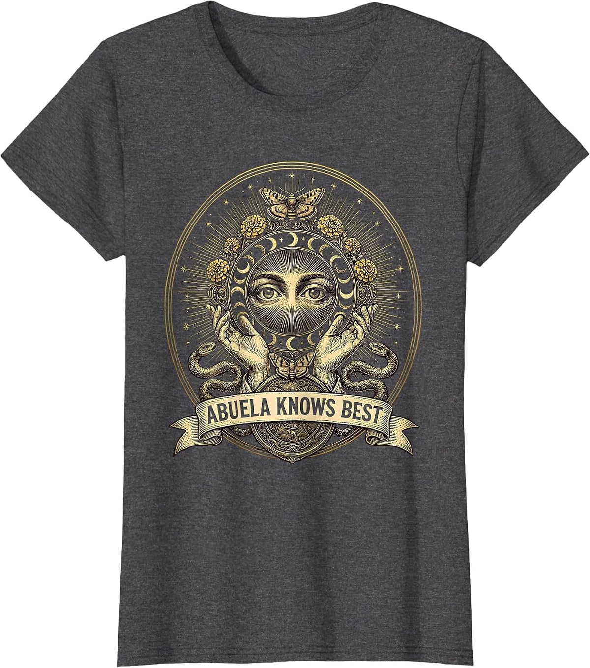 Women's Abuela Knows Best Mexican Grandmother Design T-Shirt - Dark Heather Grey
