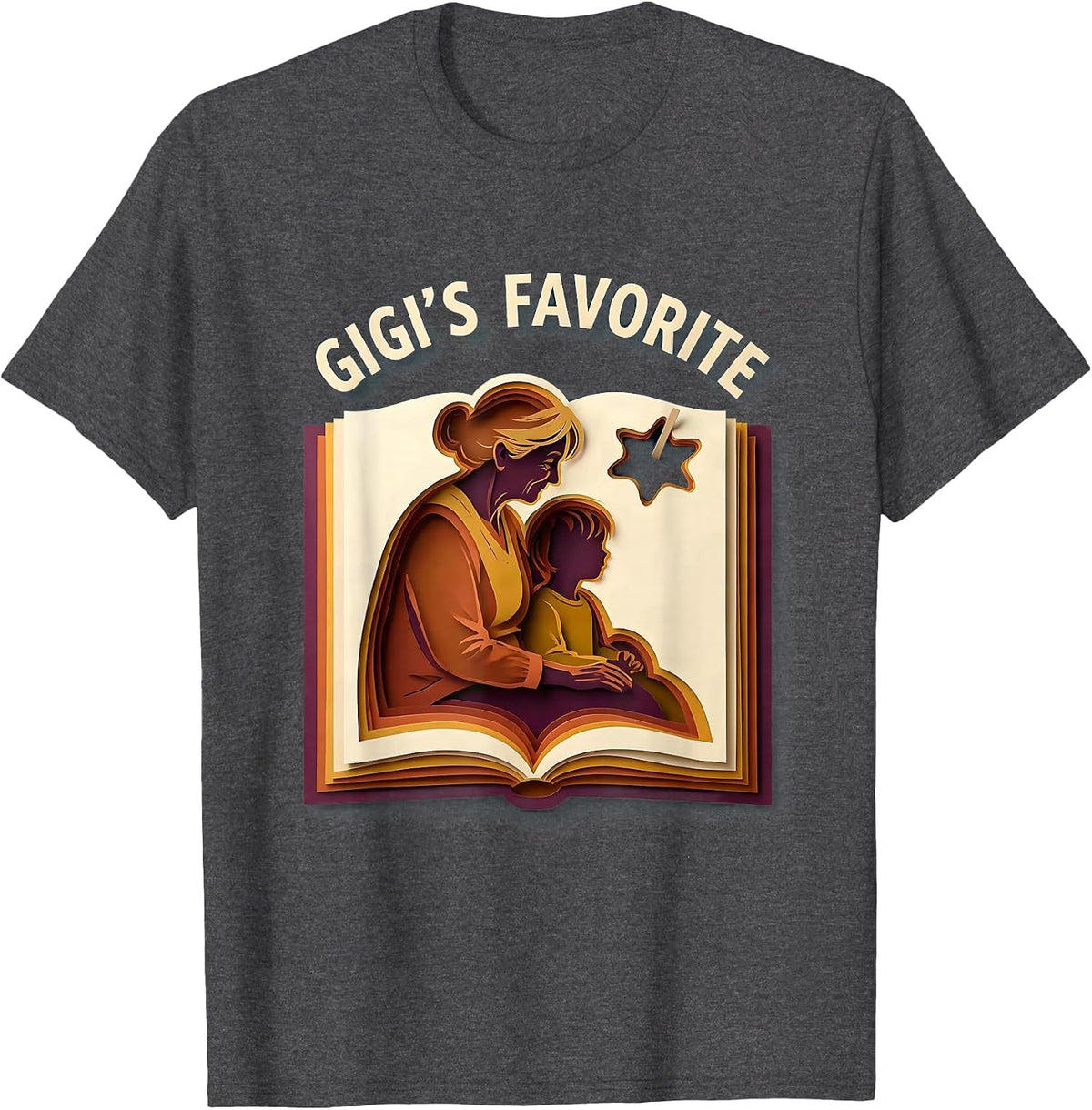 Men's Gigi's Favorite Paper Cutout Grandmother Grandchild Family T-Shirt - Dark Heather Grey